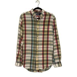 Ralph Lauren vintage beige red plaid long sleeves buttoned shirt size Medium